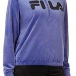 FILA NWT  Womens Velour Quarter Zip Hoodie  Marlin Large Photo 0