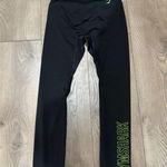 Gymshark Black Leggings with Green Logo Photo 0