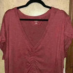 a.n.a NWT 2X athletic athleisure v neck tee rouching in the front adjustable crop Photo 1