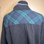 LL Bean Womens Black Mock Neck Long Sleeve 1/4 Button Pullover Plaid SZ L Preppy Size L Photo 7