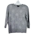 Bloomingdales 100% Cashmere Sweater Gray 3/4 Sleeve Round Neck Rhinestone Photo 0