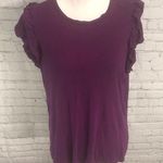 A New Day T-Shirt Ruffled Cap Sleeve Purple-XXL Photo 0