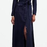 Madewell Utility Tie Waist Maxi Shirtdress Navy Belted Pockets Lyocell XXS NWT Photo 0