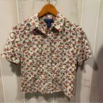 Charter Club Cute vintage 90s creamy royal garden cottagecore  floral button front blouse Photo 5