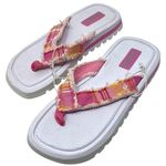 Skechers Vintage Y2K White Pink Thong Sandals Women’s 11 Chunky Plaid Comfort Photo 3