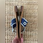 SUNSET’S SWEET TEA SANDALS PALM BEACH BLACK AND WHITE LEATHER SANDALS SIZE 9 Silver Photo 3