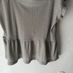 Loft Outlet Gingham Ruffle Sleeve Peplum Blouse Gray White L NWT Photo 2