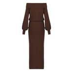 Favorite Daughter Irene Off Shoulder Ribbed Maxi Dress Coffee Brown XL‎ Photo 6