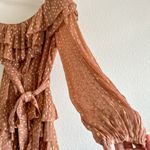 Rococo Sand Aine One Shoulder Mini Chiffon Ruffle Dress Tan Gold Small Photo 2