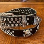 Rhinestone Glitter SKULL belt 44.5” long Black Size M Photo 0