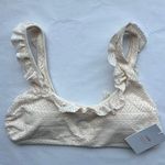 ANDIE  Swim Hydra Bikini Top Medium Vanilla Cream Crochet Lace Ruffled Photo 0