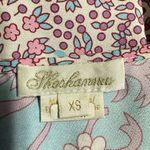 Shoshanna Solado Blouse Women's XS Pink Blue Floral 3/4 Sleeves Split V-Neck Photo 6