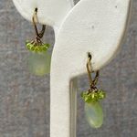 Gold Peridot Leverback Drop Earrings Gemstone Cluster Handmade Dainty Jewelry Green Photo 3