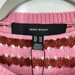 VERO MODA  Pink Brown Striped Open Knit Cropped Pullover Sweater XS NWT Beach Photo 4