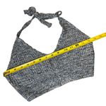 Blue & White Knit Halter Crop Top Button Back Neck Tie M festival boho hippie Size M Photo 6