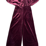 Greylin  Anthropologie‎ Luna Velvet Jumpsuit Wide Leg Cropped Burgundy Small Photo 0