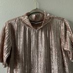 Loft  Womens Size Small Pink Crushed Velvet Ribbed Mock Neck Stretch Blouse Top Photo 1