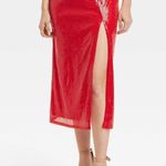 A New Day NWT Midi A Line Sequin Satin Skirt XS Red Photo 0
