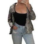 Chico's Nylon Oversized Snake Print Windbreaker Hoodie Jacket Sz 4 Photo 0