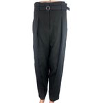 3.1 Phillip Lim Black Wool Pleated Carrot Tapered Leg Belted Paperbag Pants Sz 2 Photo 3