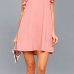 Lulus  Lookin' Cute Mauve Pink Short Sleeve Shift Dress Size Small Photo 0