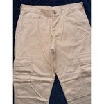 Sundance Woman's Cargo Pants Straight Crop Tan Casual Chino Pockets Sz 14 Petite Photo 1