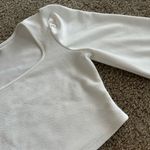 White Square Neck Lantern Long Sleeve Top Size M Photo 2