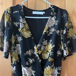 ASTR The Label Womens Body Suit Short Sleeve V Neck Floral Med Velvet Burnout Photo 3