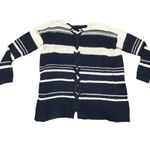 Pink Rose blue white striped open shrug knit cardigan lace up detail down back S Photo 9