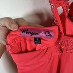 Morgan & co Prom Dress Maxi Gown Y2K Beaded Halter Cut Out Mermaid Coral S Sexy Red Photo 5