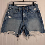 Madewell Relaxed Mid-Length Denim Shorts High-Waist Distressed Hem Women’s 26 Photo 0