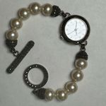 VINTAGE JUDITH JACK MARCASITE PEARL Toggle Bracelet WATCH Black Photo 11