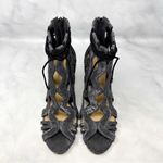 Alexandre Birman Loretta Metallic Caged Block Heel Sandal Booties Silver 38.5 Photo 5