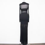 STAUD  Falcon Mesh Panel Long Sleeve Maxi Dress Black Size M Photo 3