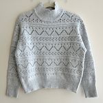 Chelsea & Theodore Abstract Pattern Turtleneck Sweater, Light Grey, Size Small Gray Photo 0