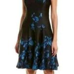 Julia Jordan Blue Floral Fit & Flare Professional Career Dress 12 Photo 0