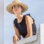 Lilla P 100% cotton ruffle sleeve tank top white size medium Photo 5