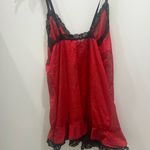 Vintage Faris Red and Black Lace Chemise lingerie nighty baby doll made in USA Size L Photo 3