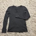 Active Basic  Gray Ribbed Long Sleeve Knit Top Size L Photo 1