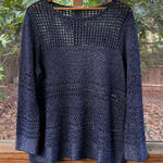 Chico's Dark Blue Open Knit Pullover Sweater Size L Photo 0