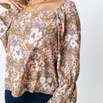 Peach Love California floral boho long bell sleeve flowy blouse Womens L Photo 4