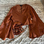 Hers & Mine Elegant Rust Wrap Blouse Photo 0