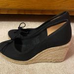 J.Crew  Black Espadrille Canvas Wedges 8 Photo 2
