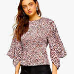 Topshop Watercolor Leopard Animal Print Blouse 2 Photo 0