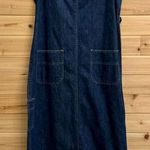 Vintage Jones Jeans Size Large Denim Cotton Dark Rinse Tie Back Maxi Dress Blue Photo 0
