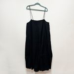 NEW Free People Cotton Poplin Button Back Square Neck Midi Dress Black Large Photo 0