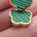 Gold Plated Clover Necklace Earring SET Green 5 Petals Unisex Womens Mens Photo 2