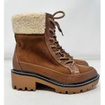 Violet and Red Alexa Brown Suede Fleece Trim Lug Combat Boots Size 6.5 NWOB Photo 4