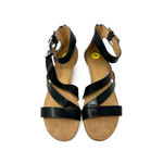 Franco Sarto  size 9‎ black strappy low heel kitten heel sandals zip up rear Photo 1