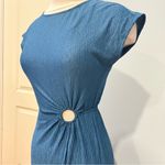 Monteau NWT  Blue Short Sleeves Keyhole Cutout Midi Crinkle Dress Size XS Photo 1